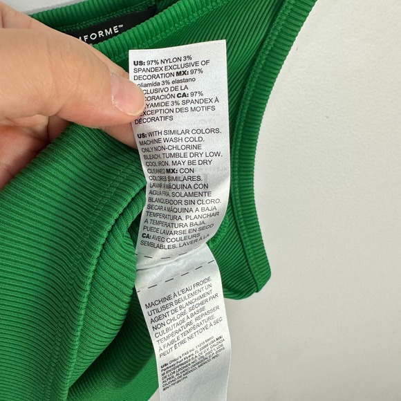 WHBM FORME Rib Tank Top Womens S‎ Green One Shoulder Asymmetrical Y2K Preppy - Picture 5 of 6